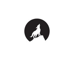 Logotipo de noite de lobo preto e simbolo vector