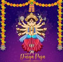 feliz dia do evento durga puja vetor