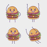 Desenhos de kawaii de coleção de fast food vetor