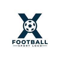 letra x com design de logotipo de bola de futebol. elementos de modelo de design vetorial para equipe esportiva ou identidade corporativa. vetor