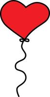 balão vermelho em uma corda em forma de coração. símbolo do amor. vetor