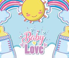 Cartão de amor de bebê com desenhos bonitos vetor