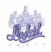 Viagem. viagem para a Espanha. Cidade De Madrid. Esboço. Palácio e fonte de Cybele na plaza Cibeles no Madri, Espanha Conceito de projeto para a indústria do turismo. Ilustração vetorial vetor