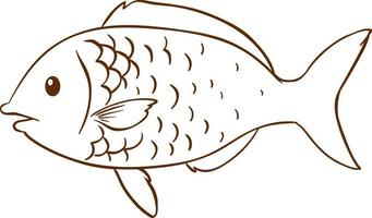 peixe em estilo simples doodle no fundo branco vetor