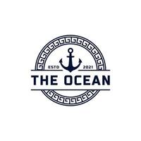 emblema de âncora náutica vintage. crachás marinhos âncora elemento de modelo de design de logotipo de barco de navio vetor