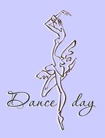 O dia da dança Cartão de saudação Festival de dança. Bailarina. Logotipo. Vetor. vetor