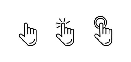 clique no ponteiro da mão. símbolo de tela de toque de dedo preto vetor