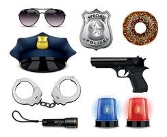 conjunto de ícones de equipamentos de polícia vetor