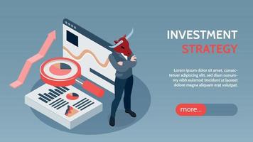 banner web isométrico de investimento vetor