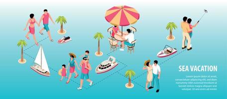 infográficos isométricos de férias no mar vetor