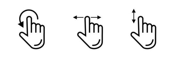 clique no ponteiro da mão. símbolo de tela de toque de dedo preto vetor