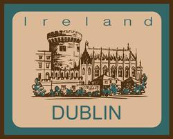 Castelo de dublin. Esboço. Dublin. Irlanda. Para a indústria de viagens e turismo. Design de Publicidade. Ilustração vetorial vetor