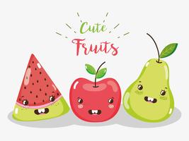 Desenhos animados bonitos das frutas vetor