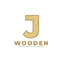 letra j com logotipo de textura de madeira. utilizável para logotipos de negócios, arquitetura, imobiliário, construção e construção vetor