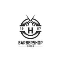 letra h emblema de barbearia vintage e inspiração de design de logotipo vetor