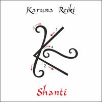 Karuna Reiki. Cura energética. Medicina alternativa. Shanti Symbol. Prática espiritual. Esotérico. Vetor