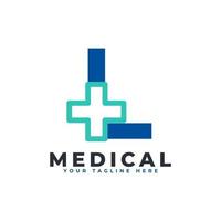 letra l cruz mais logotipo. utilizável para logotipos de negócios, ciências, saúde, médicos, hospitais e natureza. vetor