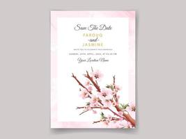 convites de casamento rosa flor de cerejeira vetor