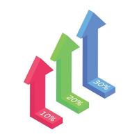 gráfico de crescimento em ícone isométrico editável vetor