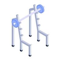 ícone de rack de agachamento de estilo isométrico, equipamentos de ginástica vetor