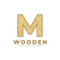 letra m com logotipo de textura de madeira. utilizável para logotipos de negócios, arquitetura, imobiliário, construção e construção