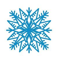 grande vetor de ícone de floco de neve azul sobre fundo branco. única ilustração plana de vetor simétrico