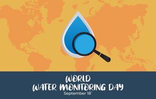 ilustração de design plano do modelo de dia mundial de monitoramento de água, design adequado para cartazes, banner, planos de fundo e cartões de saudação com tema de dia mundial de monitoramento de água vetor