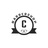 letra c emblema de barbearia vintage e inspiração de design de logotipo vetor