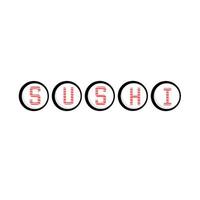 sushi de texto de logotipo vetor