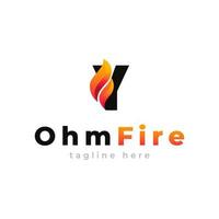 letra inicial y com inspiração de design de logotipo de fogo de chama