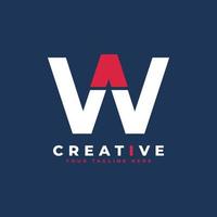 logotipo inicial simples da letra w. branco e vermelho formam um estilo de recorte de letra. utilizável para logotipos de negócios e branding. elemento de modelo de idéias de design de logotipo de vetor plano.