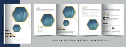 modelo de design de brochura bifold para sua empresa, corporativa, negócios, publicidade, marketing, agência e negócios na Internet. vetor