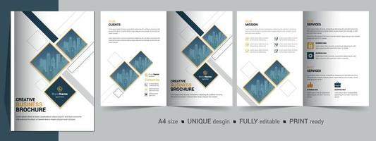 modelo de design de brochura bifold para sua empresa, corporativa, negócios, publicidade, marketing, agência e negócios na Internet. vetor