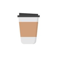 design plano de xícara de café de papel. ícone de xícara de café descartável na cor de fundo. vetor
