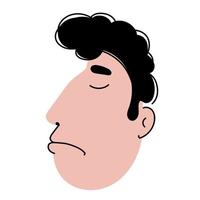 rosto masculino em estilo doodle isolado no fundo branco. vetor