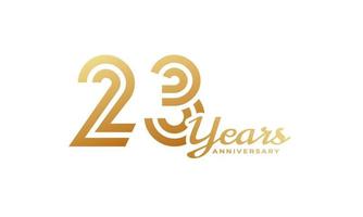 Celebração de aniversário de 23 anos com cor dourada de caligrafia para evento de celebração, casamento, cartão de felicitações e convite isolado no fundo branco vetor