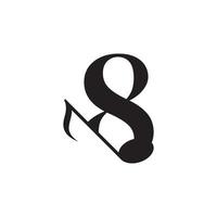 número 8 com elemento de design de logotipo de nota chave de música. utilizável para logotipos de negócios, musicais, entretenimento, discos e orquestra vetor