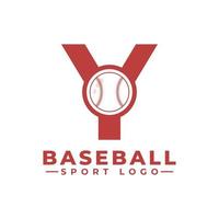 letra y com design de logotipo de beisebol. elementos de modelo de design vetorial para equipe esportiva ou identidade corporativa. vetor