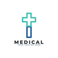 letra i cruz mais logotipo. estilo linear. utilizável para logotipos de negócios, ciências, saúde, médicos, hospitais e natureza. vetor