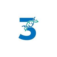elemento de modelo de design de logotipo de ícone de DNA genético número 3. ilustração biológica vetor
