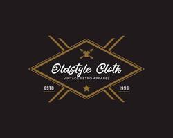 distintivo de etiqueta retrô vintage clássico para vestuário vestuário elemento de modelo de design de logotipo de estilo antigo vetor