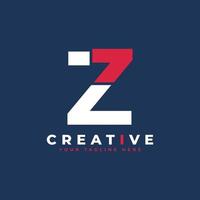 logotipo inicial simples da letra z. branco e vermelho formam um estilo de recorte de letra. utilizável para logotipos de negócios e branding. elemento de modelo de idéias de design de logotipo de vetor plano.
