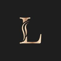 elegante letra l gracioso logotipo lindo caligráfico real. emblema desenhado em ouro vintage para design de livros, marca, cartão de visita, restaurante, boutique ou hotel vetor