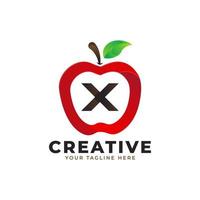 letra x logotipo em frutas frescas de maçã com estilo moderno. modelo de ilustração vetorial de designs de logotipos de identidade de marca vetor