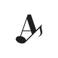 letra a com elemento de design de logotipo de nota chave de música. utilizável para logotipos de negócios, musicais, entretenimento, discos e orquestra vetor
