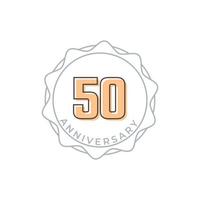 Distintivo de vetor de comemoração de aniversário de 50 anos. saudação de feliz aniversário celebra ilustração de design de modelo