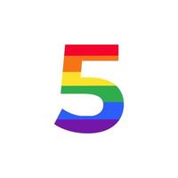 número 5 colorido na inspiração do design do logotipo da cor do arco-íris para o conceito lgbt vetor