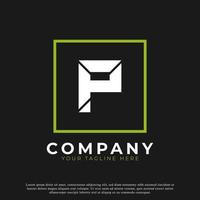 letra simples p dentro do logotipo moderno quadrado. utilizável para logotipos de negócios e branding. vetor