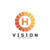 elemento de modelo de design de logotipo de letra inicial h de visão vetor