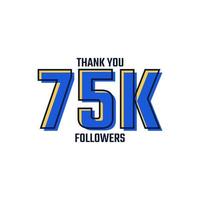 obrigado vetor de celebração do cartão de 75 mil seguidores. 75000 seguidores parabéns post modelo de mídia social.